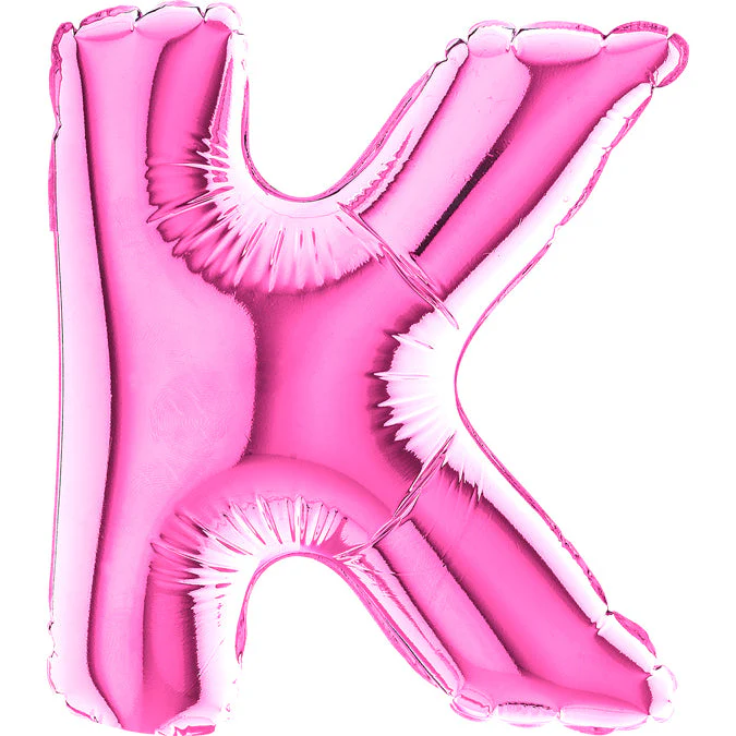 7" Airfill Only (Sticks Sold Separately) (requires heat sealing) Letter K Fuschia Foil Balloon