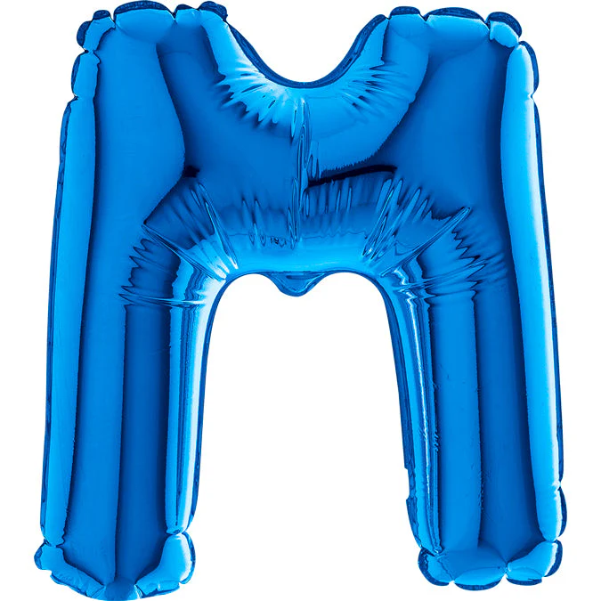 7" Airfill Only (Sticks Sold Separately) (requires heat sealing) Letter M Blue Foil Balloon