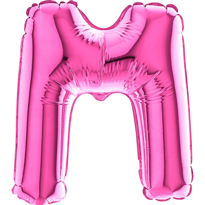 7" Airfill Only (Sticks Sold Separately) (requires heat sealing) Letter M Fuschia Foil Balloon