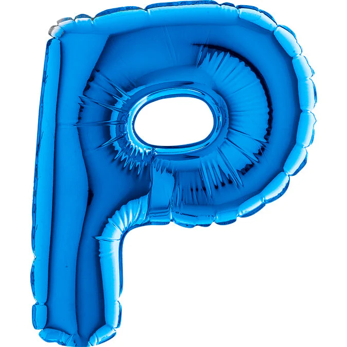 7" Airfill Only (Sticks Sold Separately) (requires heat sealing) Letter P Blue Foil Balloon