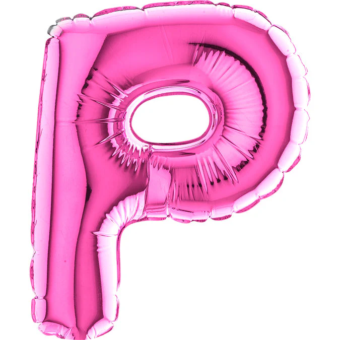 7" Airfill Only (Sticks Sold Separately) (requires heat sealing) Letter P Fuschia Foil Balloon