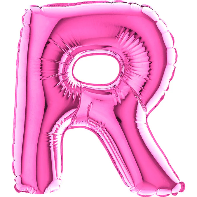 7" Airfill Only (Sticks Sold Separately) (requires heat sealing) Letter R Fuschia Foil Balloon