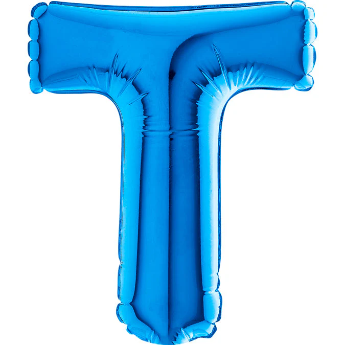 7" Airfill Only (Sticks Sold Separately) (requires heat sealing) Letter T Blue Foil Balloon