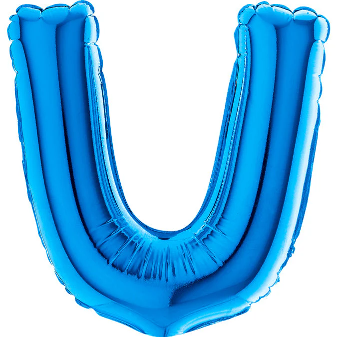 7" Airfill Only (Sticks Sold Separately) (requires heat sealing) Letter U Blue Foil Balloon