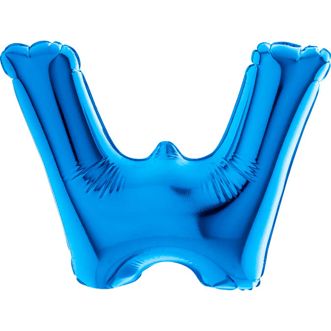 7" Airfill Only (Sticks Sold Separately) (requires heat sealing) Letter W Blue Foil Balloon