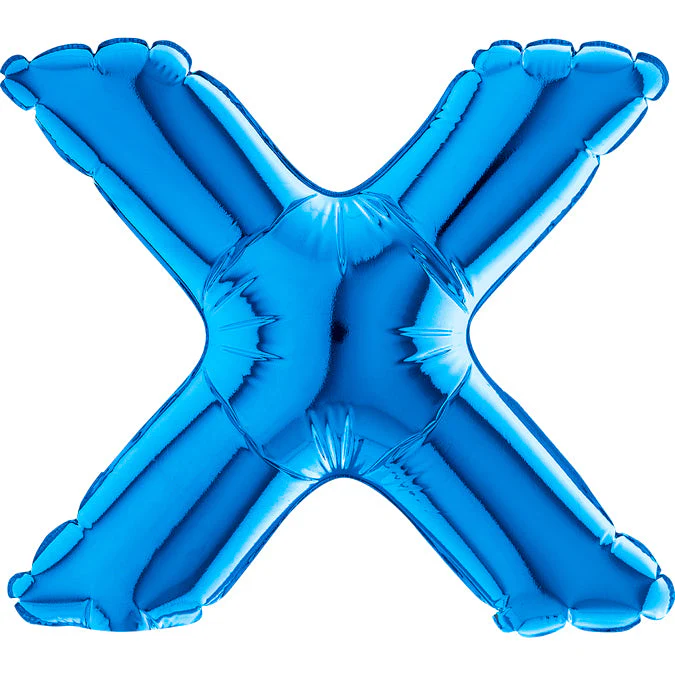 7" Airfill Only (Sticks Sold Separately) (requires heat sealing) Letter X Blue Foil Balloon