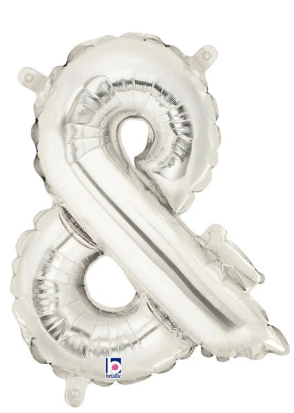 7" Airfill Only (Sticks Sold Separately) (requires heat sealing) Megaloon Jr. Letter Balloons Ampersand Silver