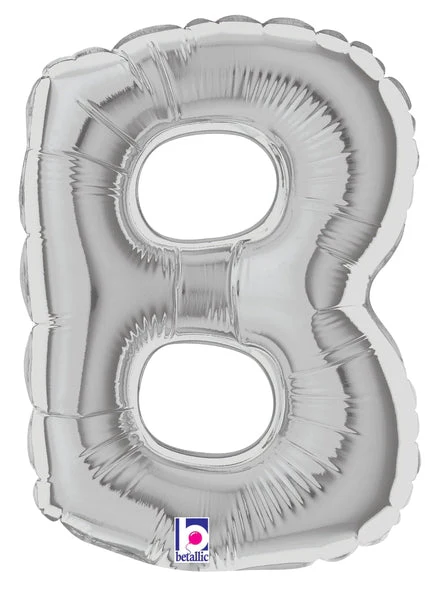 7" Airfill Only (Sticks Sold Separately) (requires heat sealing) Megaloon Jr. Letter Balloons B Silver