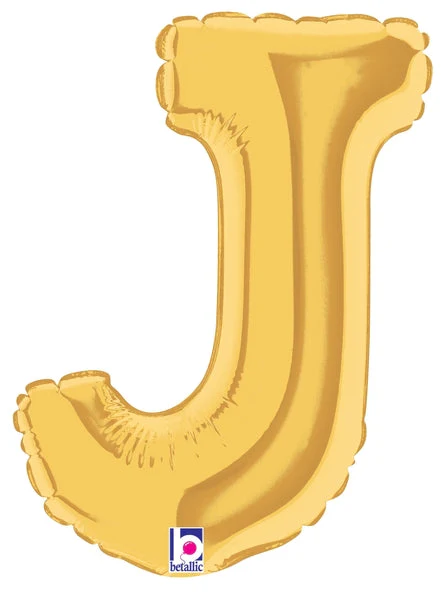 7" Airfill Only (Sticks Sold Separately) (requires heat sealing) Megaloon Jr. Letter Balloons J Gold