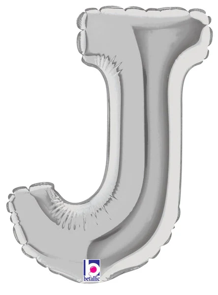 7" Airfill Only (Sticks Sold Separately) (requires heat sealing) Megaloon Jr. Letter Balloons J Silver