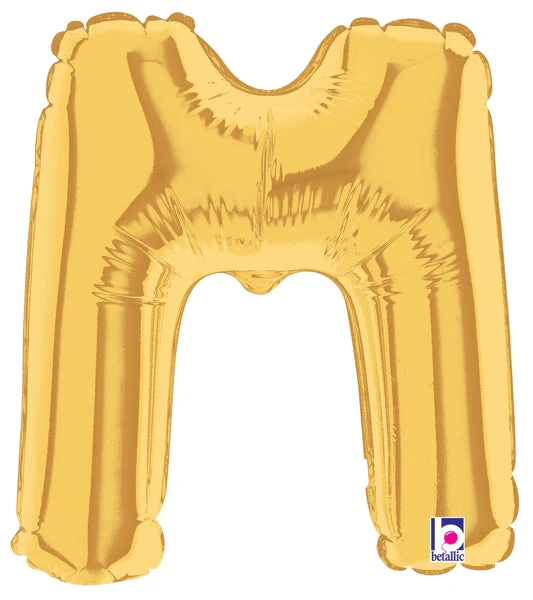 7" Airfill Only (Sticks Sold Separately) (requires heat sealing) Megaloon Jr. Letter Balloons M Gold