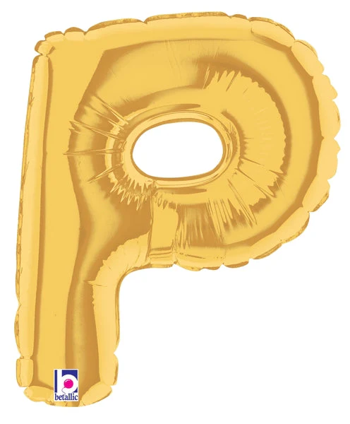 7" Airfill Only (Sticks Sold Separately) (requires heat sealing) Megaloon Jr. Letter Balloons P Gold