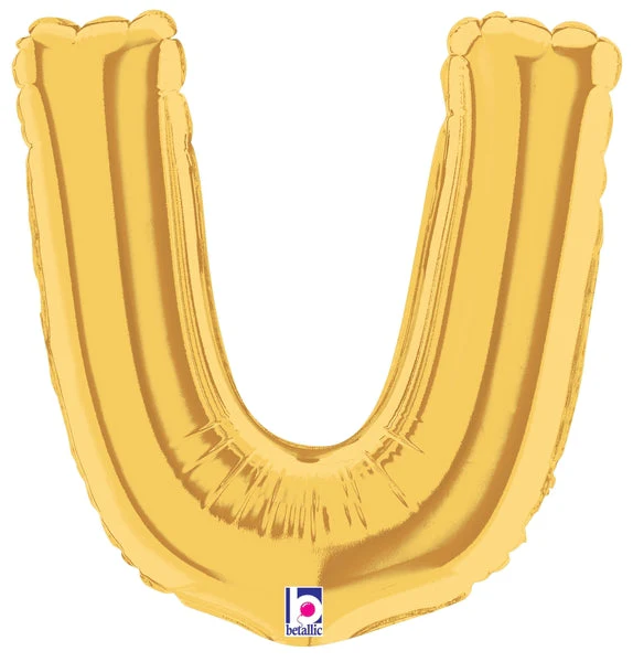 7" Airfill Only (Sticks Sold Separately) (requires heat sealing) Megaloon Jr. Letter Balloons U Gold