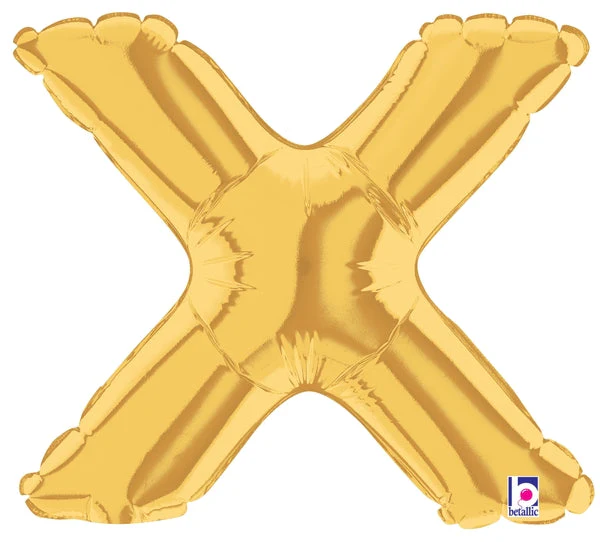 7" Airfill Only (Sticks Sold Separately) (requires heat sealing) Megaloon Jr. Letter Balloons X Gold