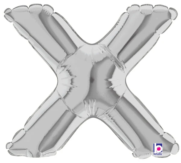 7" Airfill Only (Sticks Sold Separately) (requires heat sealing) Megaloon Jr. Letter Balloons X Silver