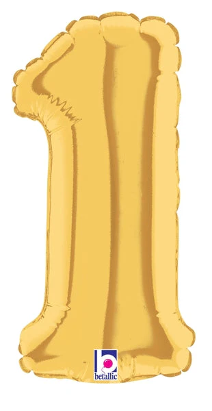 7" Airfill Only (Sticks Sold Separately) (requires heat sealing) Megaloon Jr. Number Balloon 1 Gold