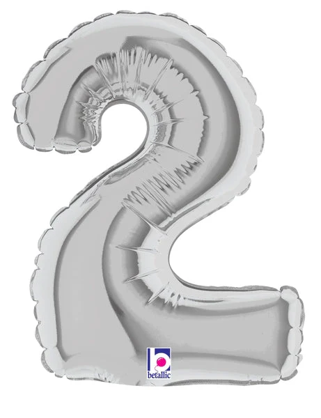 7" Airfill Only (Sticks Sold Separately) (requires heat sealing) Megaloon Jr. Number Balloon 2 Silver