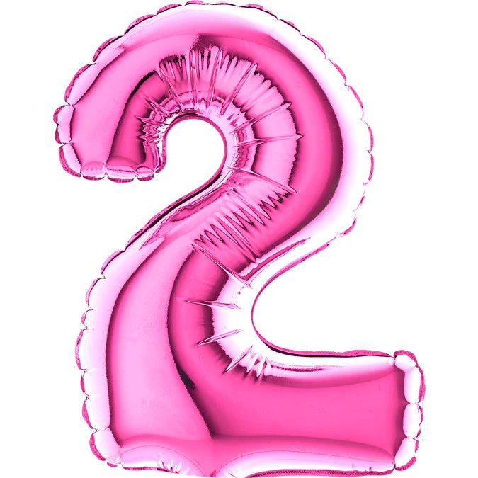 7" Airfill Only (Sticks Sold Separately) (requires heat sealing) Number Balloon 2 Fuschia
