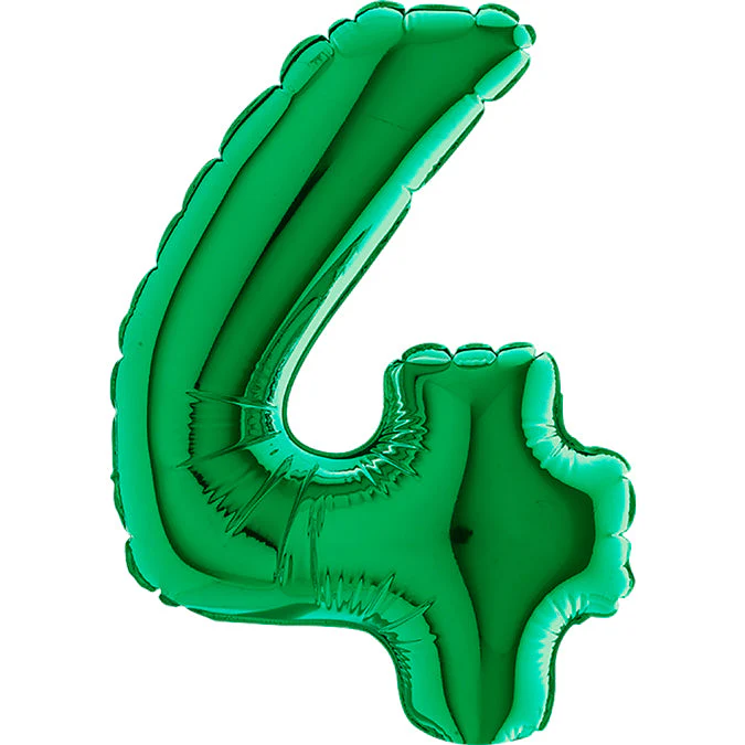 7" Airfill Only (Sticks Sold Separately) (requires heat sealing) Number Balloon 4 Green