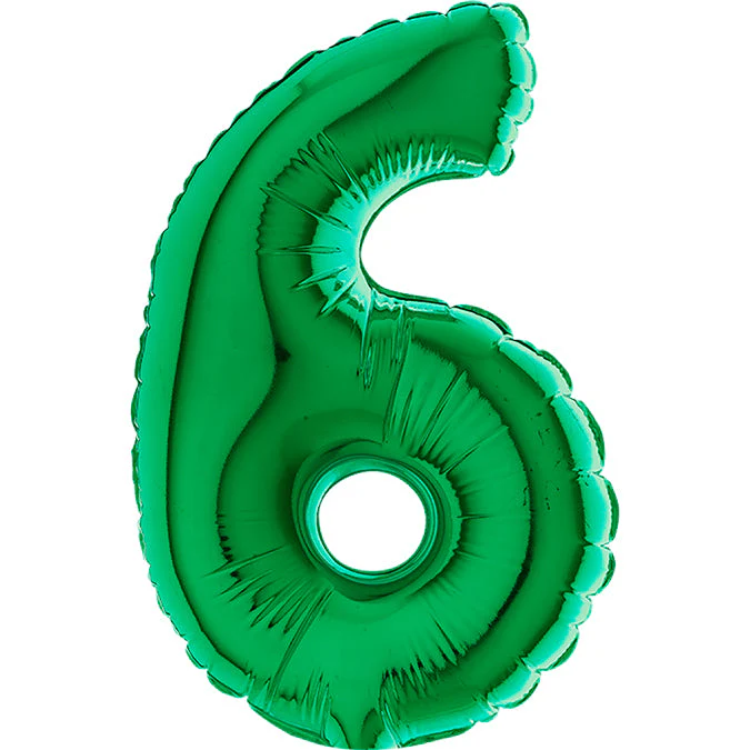 7" Airfill Only (Sticks Sold Separately) (requires heat sealing) Number Balloon 6 Green