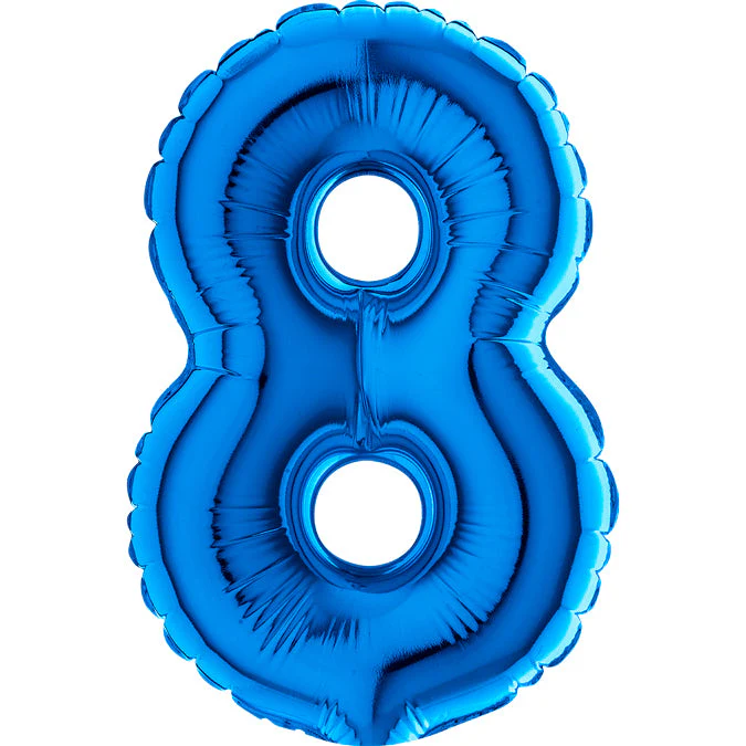 7" Airfill Only (Sticks Sold Separately) (requires heat sealing) Number Balloon 8 Blue
