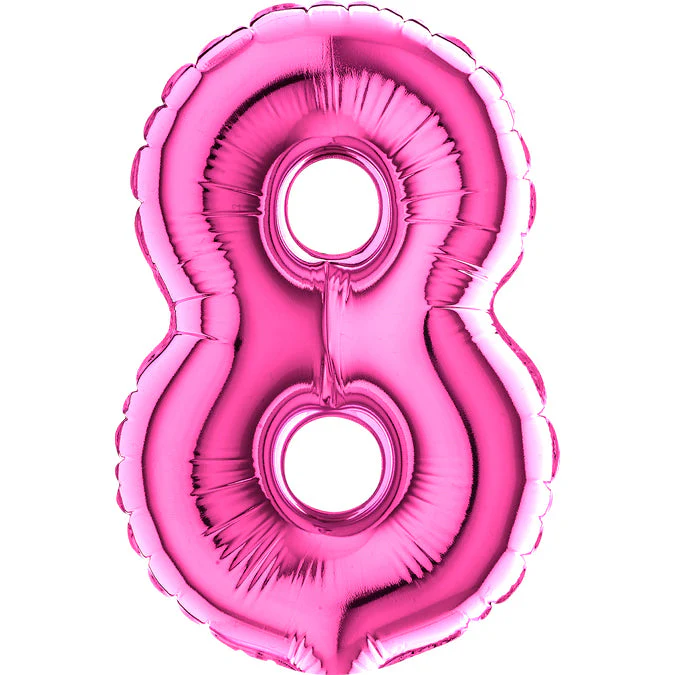 7" Airfill Only (Sticks Sold Separately) (requires heat sealing) Number Balloon 8 Fuschia