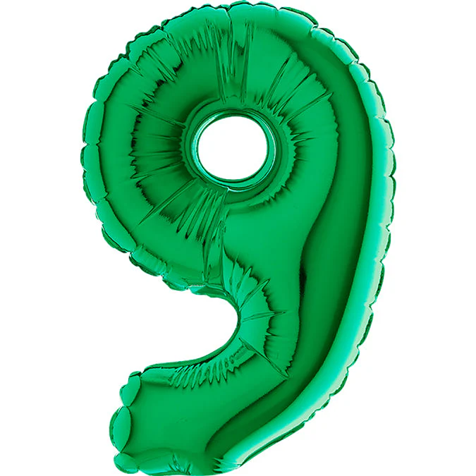 7" Airfill Only (Sticks Sold Separately) (requires heat sealing) Number Balloon 9 Green
