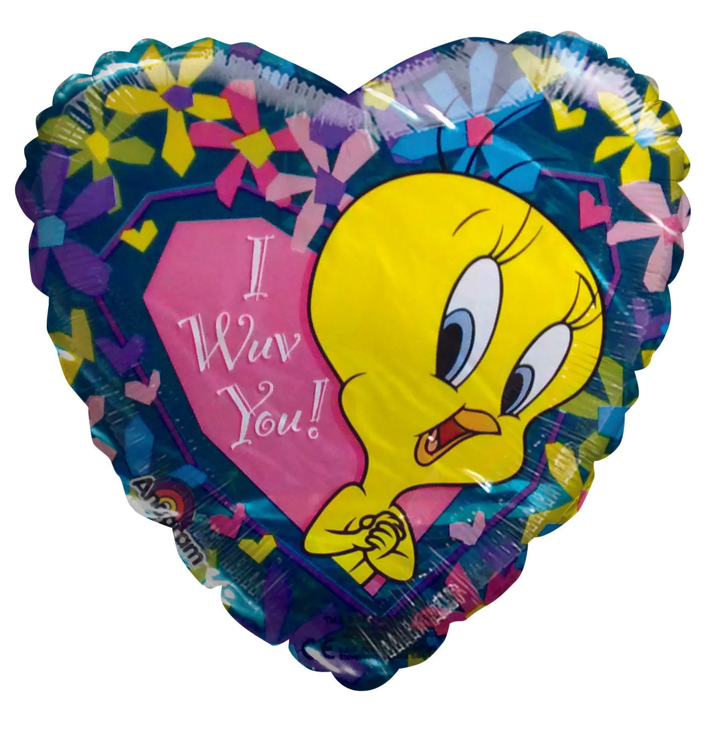 7" Airfill Only (Sticks Sold Separately) Tweety I wuv You Heart shaped balloon