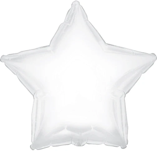 7" Airfill Only (Sticks Sold Separately) White Star Self Sealing Valve Foil Balloon