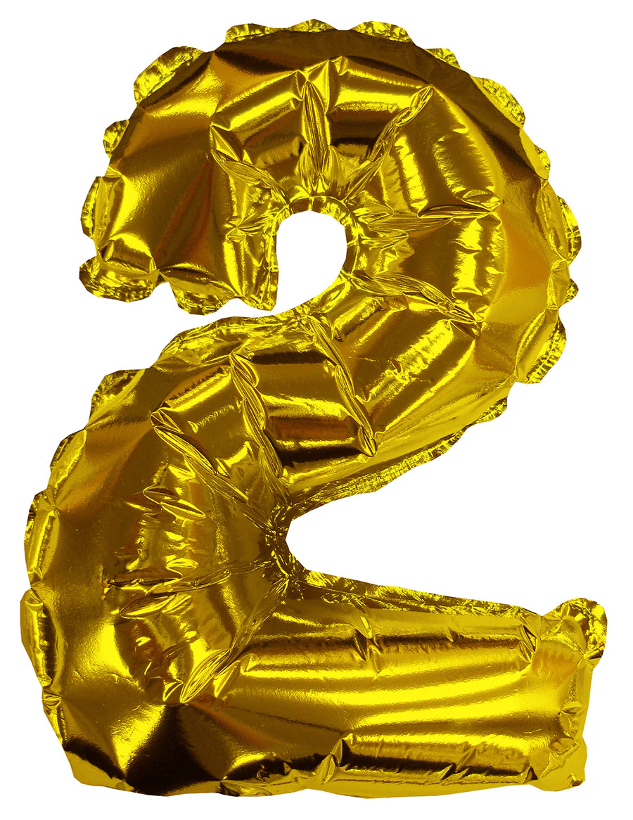 8" Airfill Only (Sticks Sold Separately) Gold #2 Shape Self Sealing Valve Foil Balloon