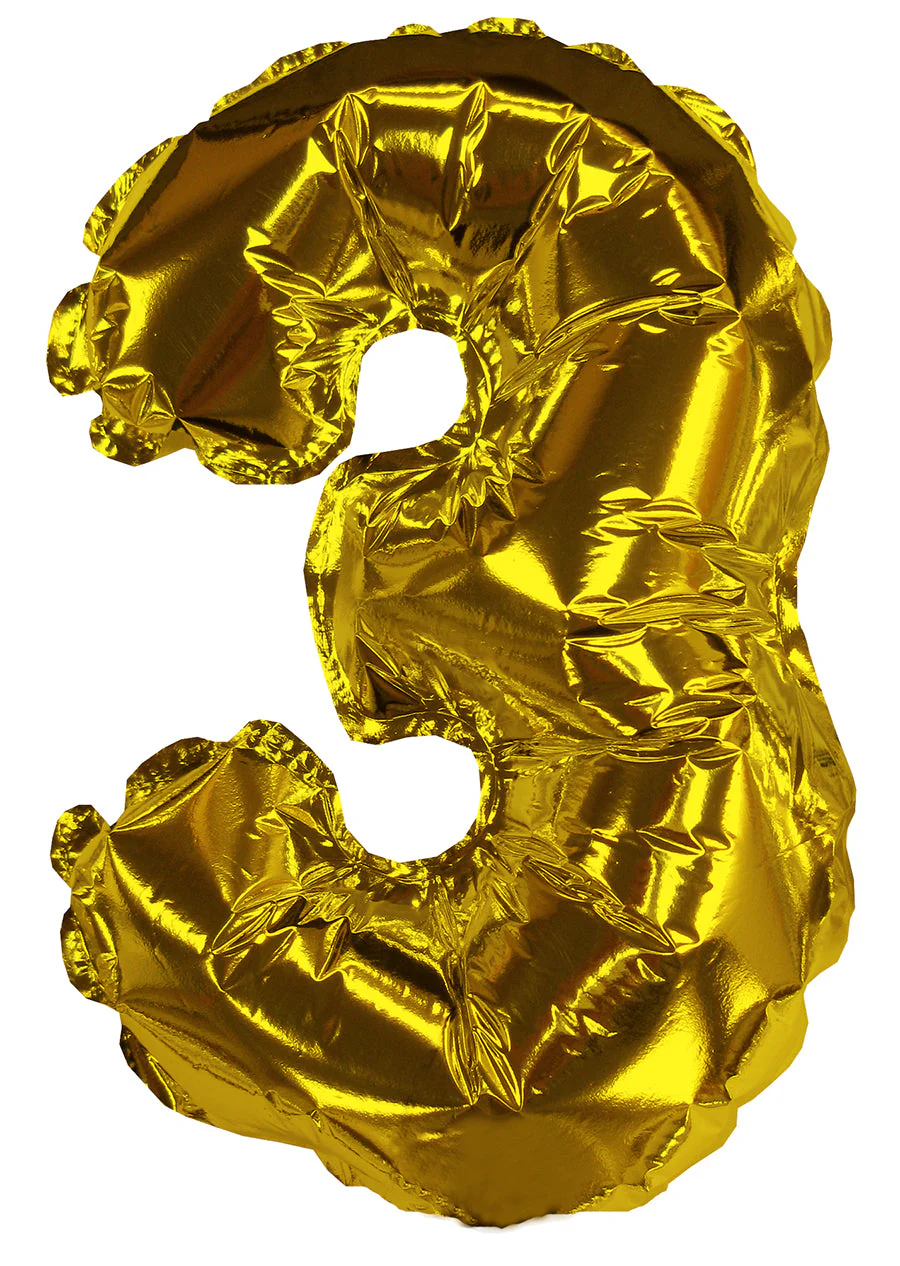 8" Airfill Only (Sticks Sold Separately) Gold #3 Shape Self Sealing Valve Foil Balloon