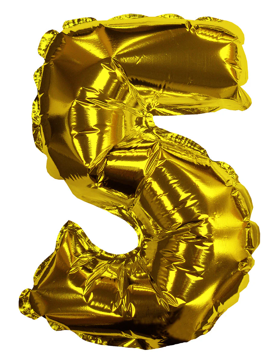8" Airfill Only (Sticks Sold Separately) Gold #5 Shape Self Sealing Valve Foil Balloon