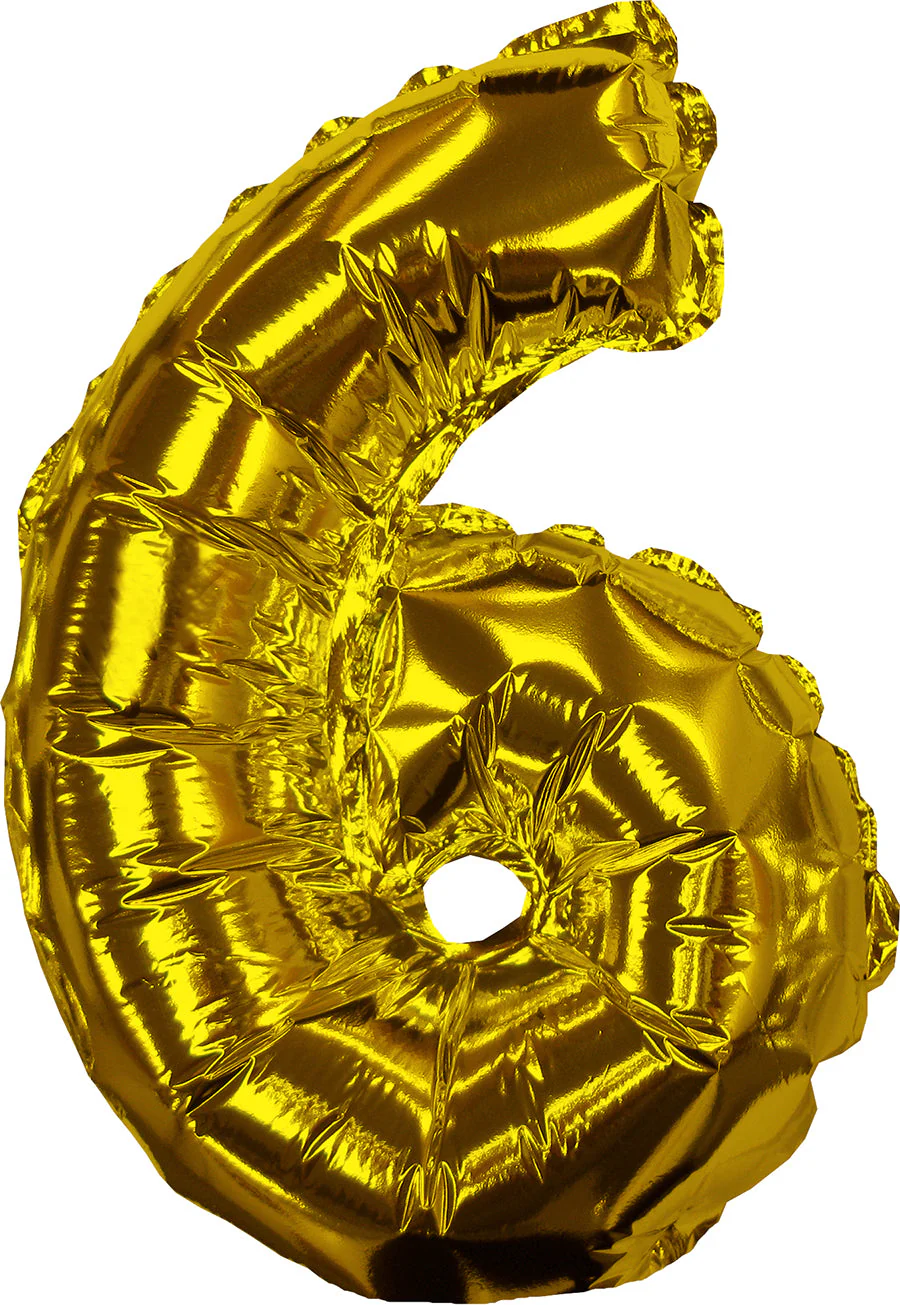8" Airfill Only (Sticks Sold Separately) Gold #6 Shape Self Sealing Valve Foil Balloon