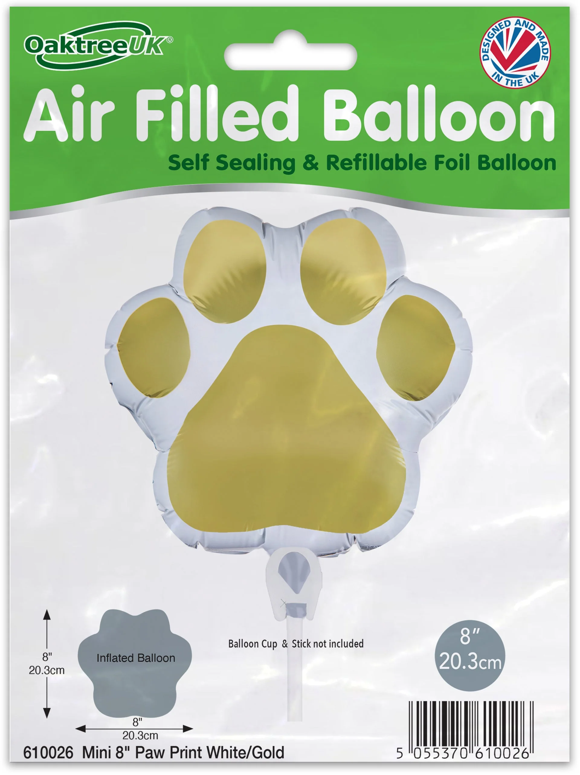 8" Aifill Only Oaktree Mini Shape Paw Print White Gold Packaged (Sticks Sold Separately) - Image 2