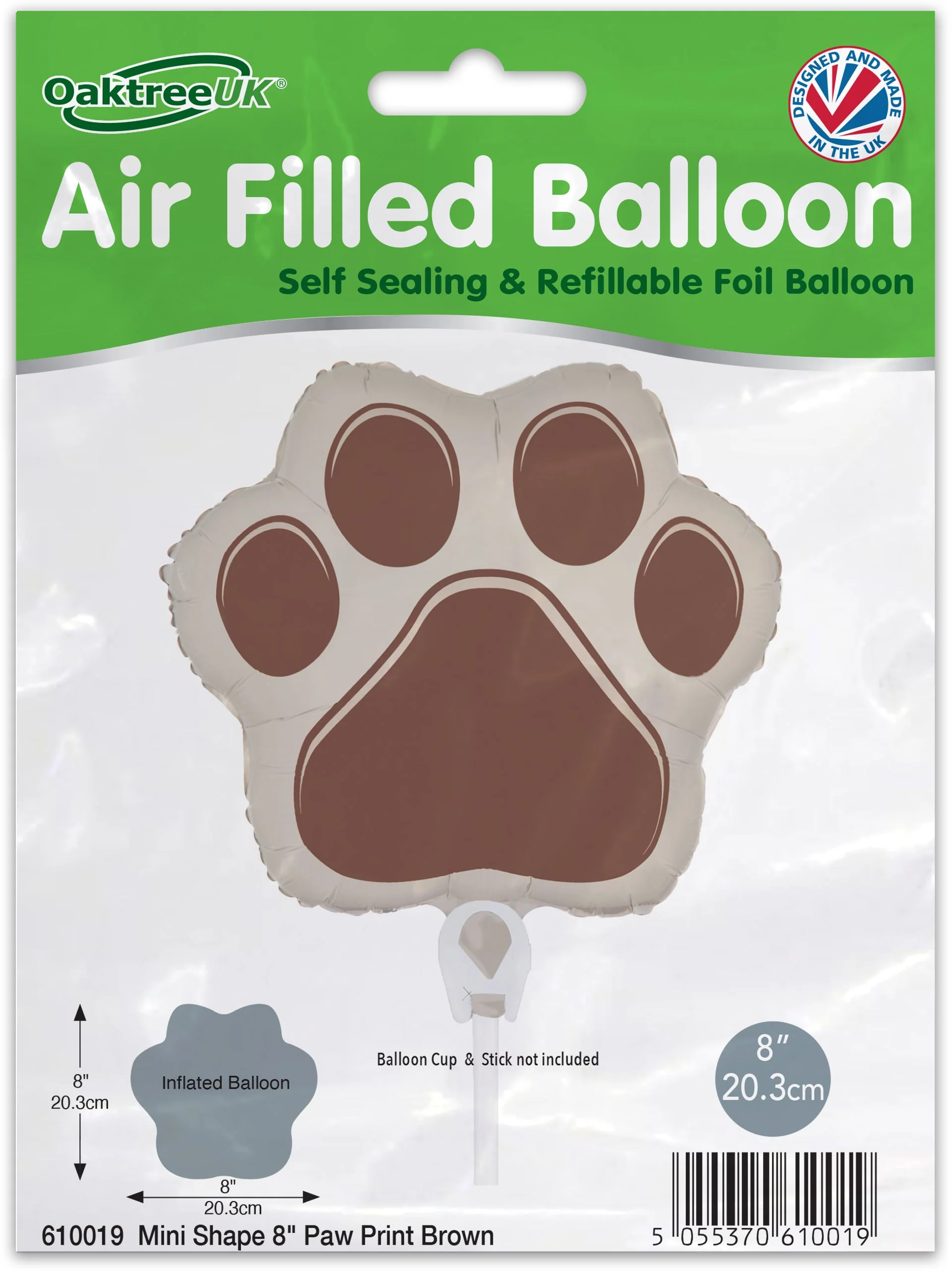 8" Airfill Only (Sticks Sold Separately) Oaktree Mini Shape Paw Print Brown Packaged - Image 3