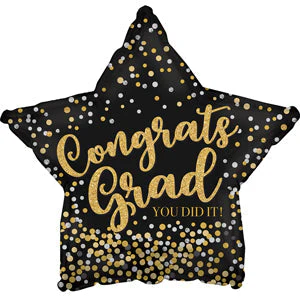 9" Airfill Only (Sticks Sold Separately) Congrats Gold Etch Balloon