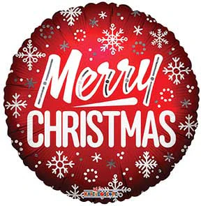 9" Airfill Only Merry Christmas Red Matte Foil Balloon