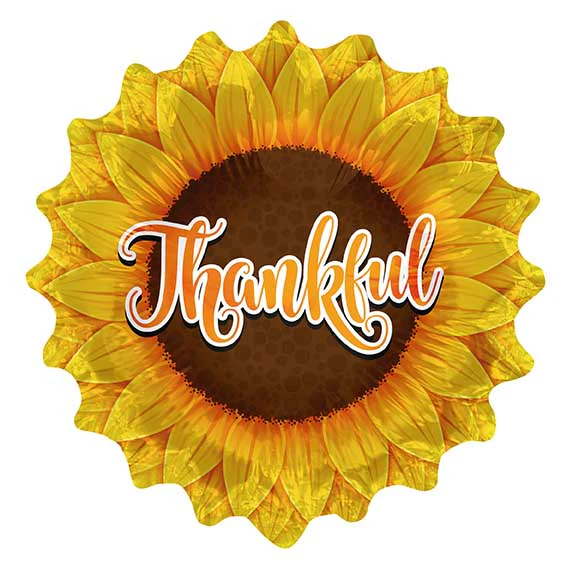 9" Airfill Only Thankful Sunflower Foil Balloon