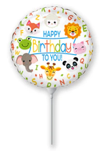 9" Airfill Only (Sticks Sold Separately) Animals Happy Birthday Foil Balloon