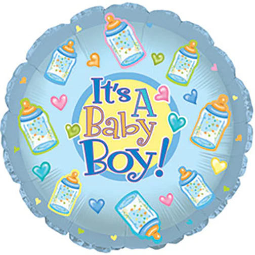 9" Airfill Only (Sticks Sold Separately) Baby Boy Bottles Self Sealing Valve Foil Balloon
