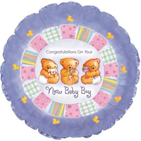 9" Airfill Only (Sticks Sold Separately) Baby Boy Patchwork Balloon