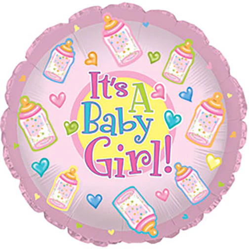 9" Airfill Only (Sticks Sold Separately) Baby Girl Bottles Self Sealing Valve Foil Balloon