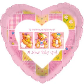 9" Airfill Only (Sticks Sold Separately) Baby Girl Patchwork Balloon