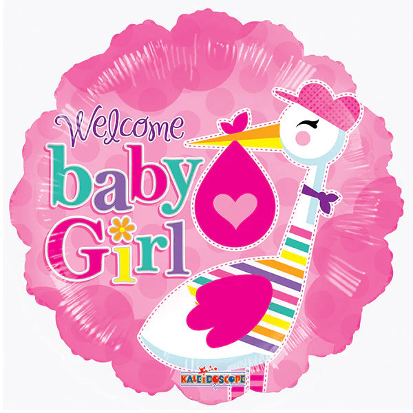 9" Airfill Only (Sticks Sold Separately) Baby Girl Stork Balloon