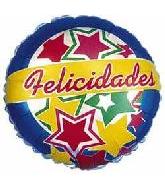 9" Airfill Only (Sticks Sold Separately) Balloon Felicidades Stars (Spanish)