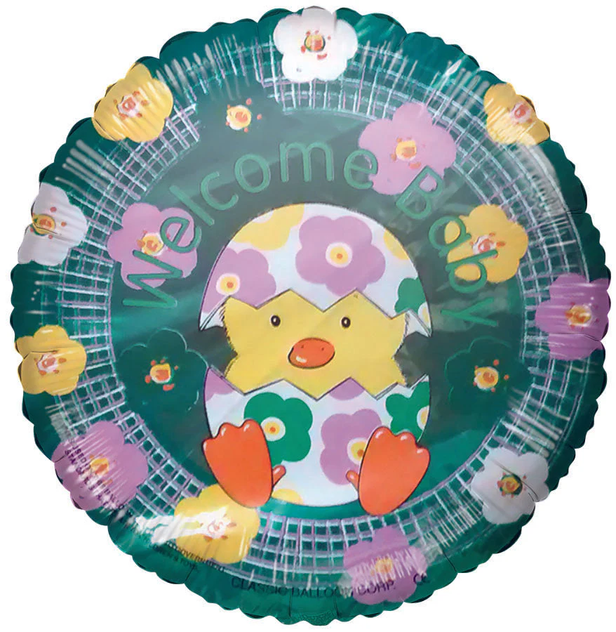 9" Airfill Only (Sticks Sold Separately) Balloon Welcome Baby Chick Floral