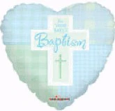 9" Airfill Only (Sticks Sold Separately) Baptism Boy Cross Balloon