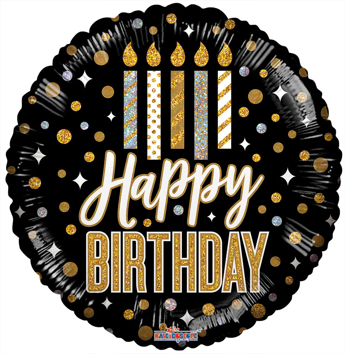 9" Airfill Only (Sticks Sold Separately) Birthday Candles And Dots Holographic Foil Balloons