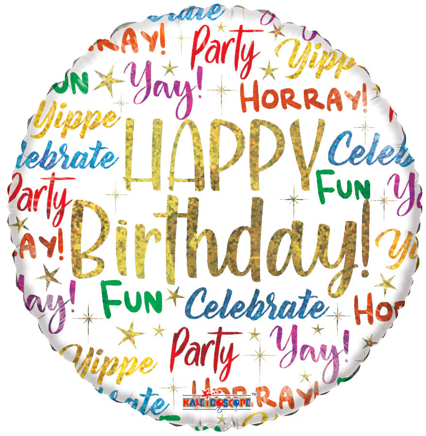 9" Airfill Only (Sticks Sold Separately) Birthday Messages Holographic Foil Balloon
