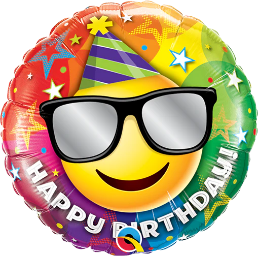9" Airfill Only (Sticks Sold Separately) Birthday Smiley Foil Balloon
